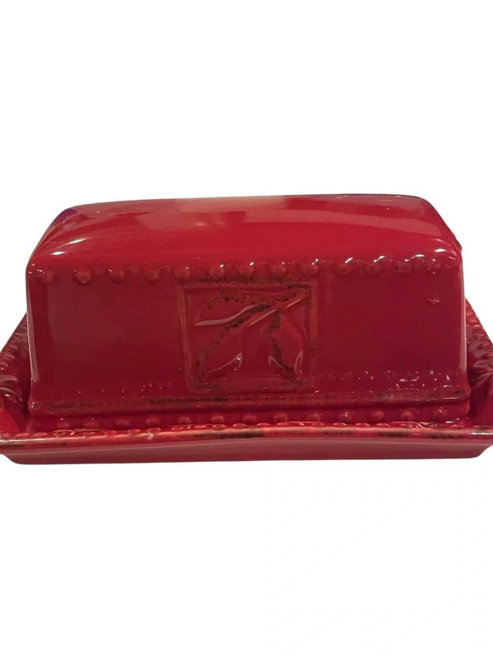 Signature Sorrento Debby Segura  Butter Dish Brick Red Farmhouse Cottage